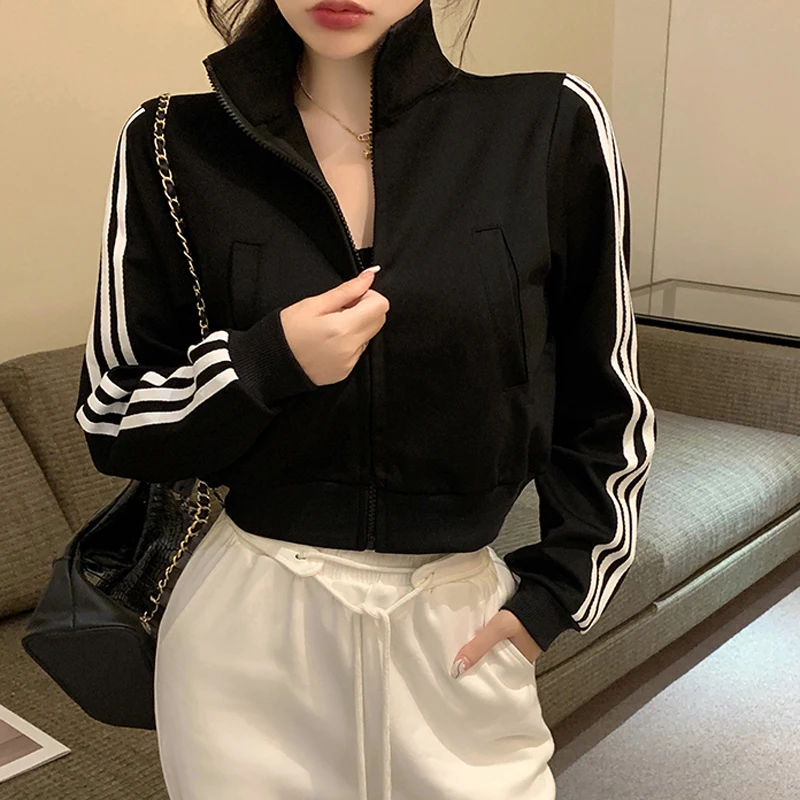 Top Trends: American Retro Short Cardigan Sweater Jacket Female 2023 Spring New Long-sleeved Casual Sports Tops Shoppable Styles