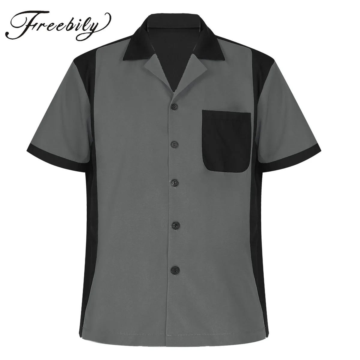 Top Trends: Bowling Camp Shirts Men&#039;s 50s Male Clothing Rockabilly Style Cotton Short Sleeve Fifties Bowling Casual Button-Down Shirts Shoppable Styles