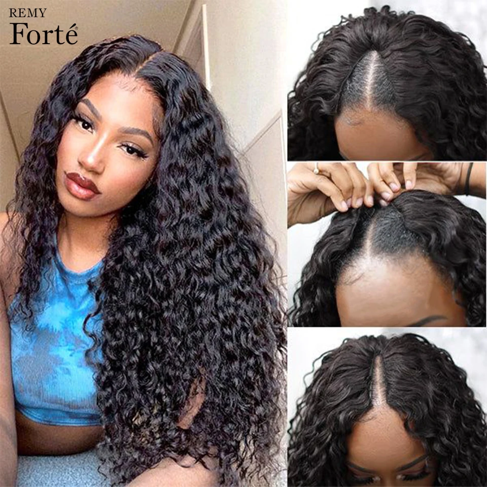 Top Trends: Cheap U Part Human Hair Wigs Jerry Curly Brazilian Hair Wigs Natural Black Deep Wave Glueless V Part Wigs 180% Density Wholesale Shoppable Styles