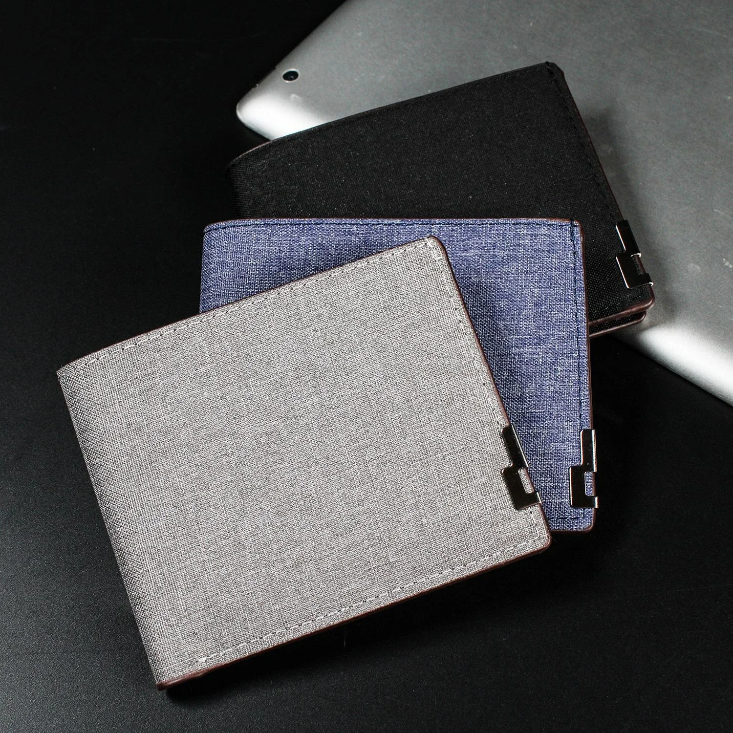 Top Trends: Denim Wallets Purses Men Women Inserts Business Foldable Cowhide Wallet Picture Coin Purse Slim Money Credit ID Cards Holder Bag Shoppable Styles