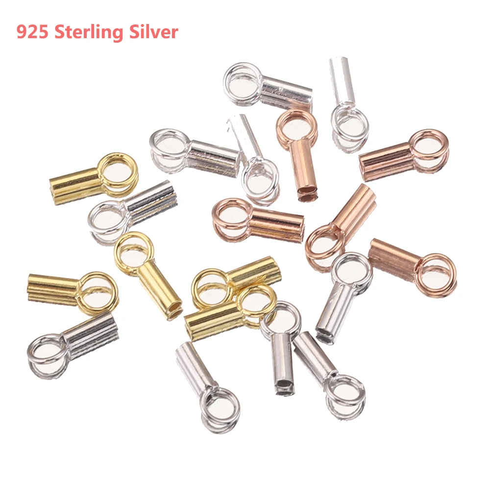 Top Trends: 10pcs / lot 925 Sterling Silver End Caps Clasps Dia 1mm For DIY Leather Bracelet Jewelry Necklace Making Findings Accessories Shoppable Styles