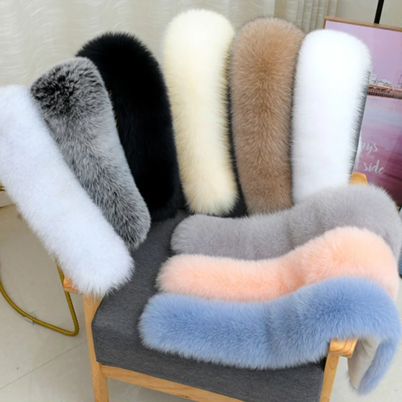 Top Trends: Real Fox Fur Collar Winter Hood Trims Fur Decor Shawl For Coat Parkaks Women Warm 100% Furry Fur Scarf Luxury Female Scarves Shoppable Styles