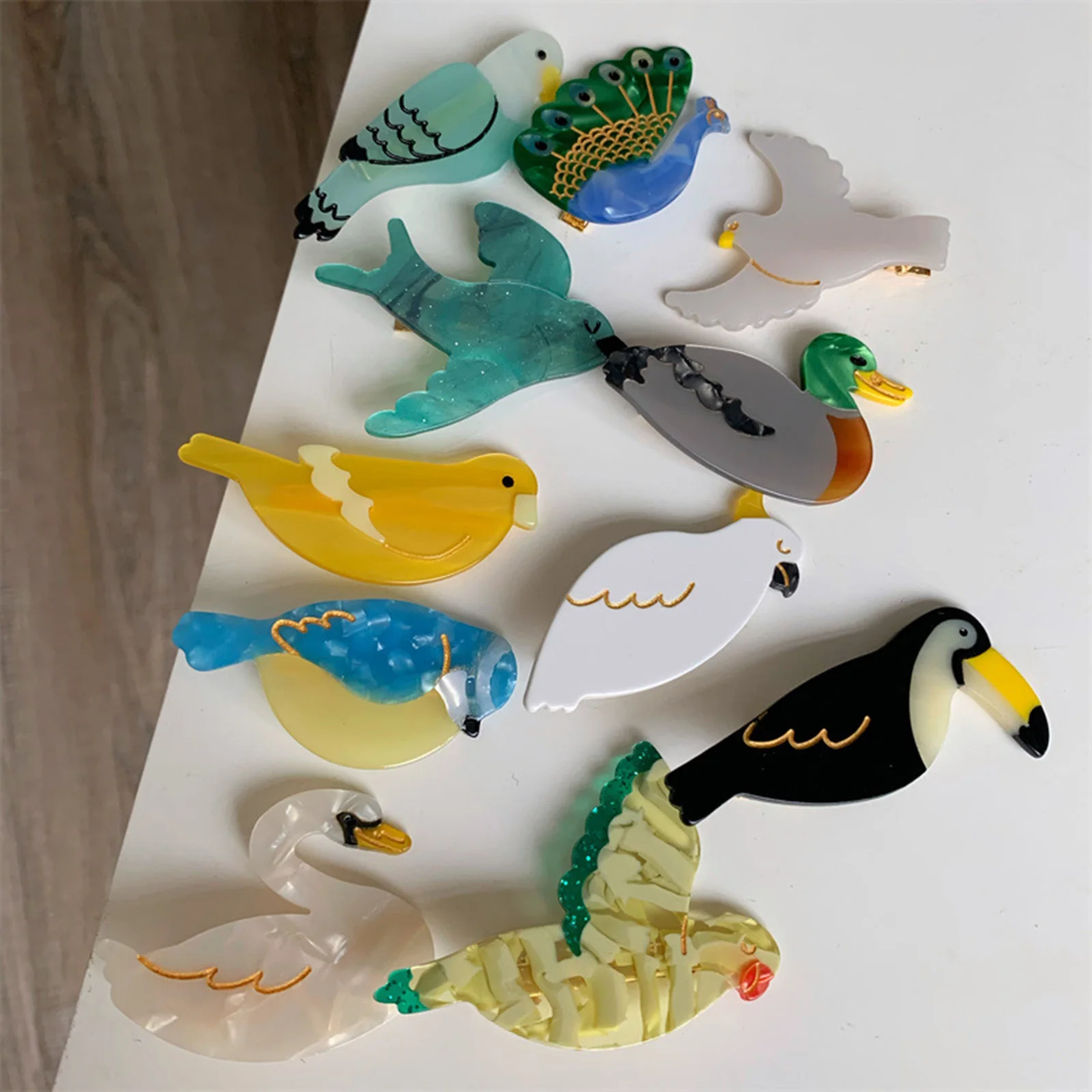 Top Trends: 1pc Cute Cartoon Swan Green Duck Parrot Peacock Acrylic Hair Claw Clips For Women Girls Hairclip Barrettes Hairpins Accessories Shoppable Styles