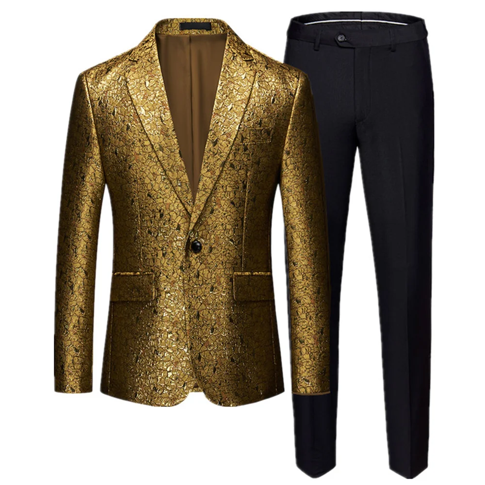 Top Trends: Luxury Male Suit 2023 New In Best Selling Golden Flower Suit Men's Long Sleeve Jacket Formal Party Business Wedding Male Suits Shoppable Styles - Image 3