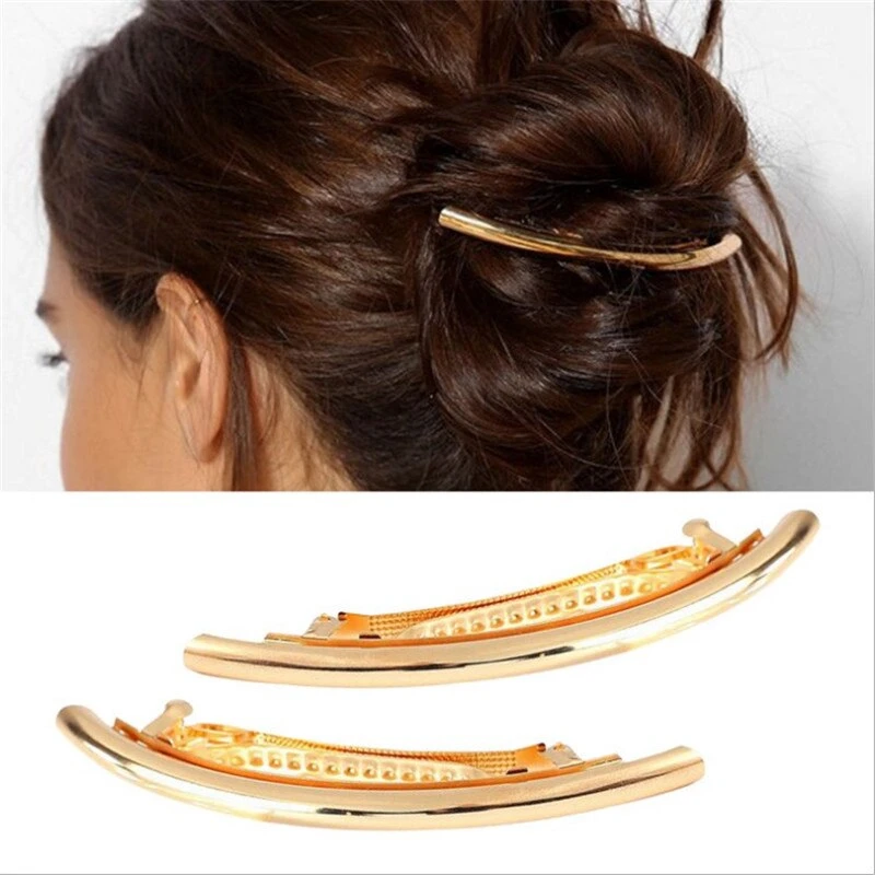 Top Trends: Fashion Arc Tube Big Hairpins For Women Girls Cool Long Lady Metal Barrettes Gold Silver Back Head Hairgrips Hair Accessories Shoppable Styles