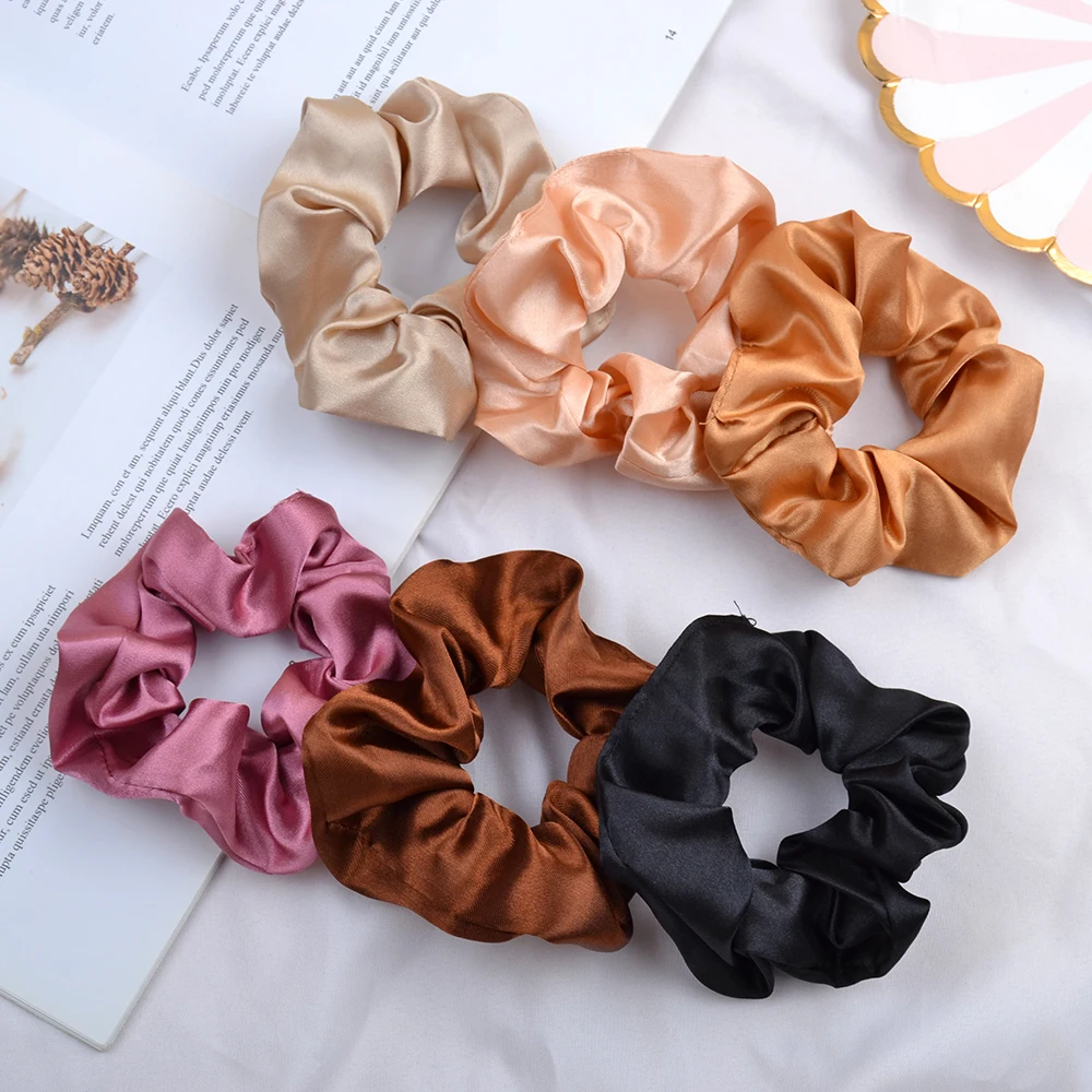 Top Trends: 3.9 Inch Women Silk Scrunchie Elastic Handmade Multicolor Hair Band Ponytail Holder Headband Hair Accessories Shoppable Styles