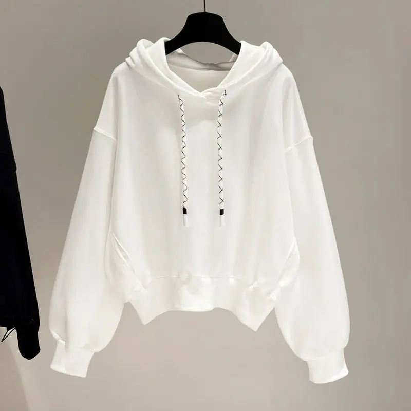 Top Trends: Fashion Solid Color Batwing Sleeve Hooded Sweatshirts Female Clothing 2024 Spring New Loose Korean Tops Casual Sweatshirts Shoppable Styles