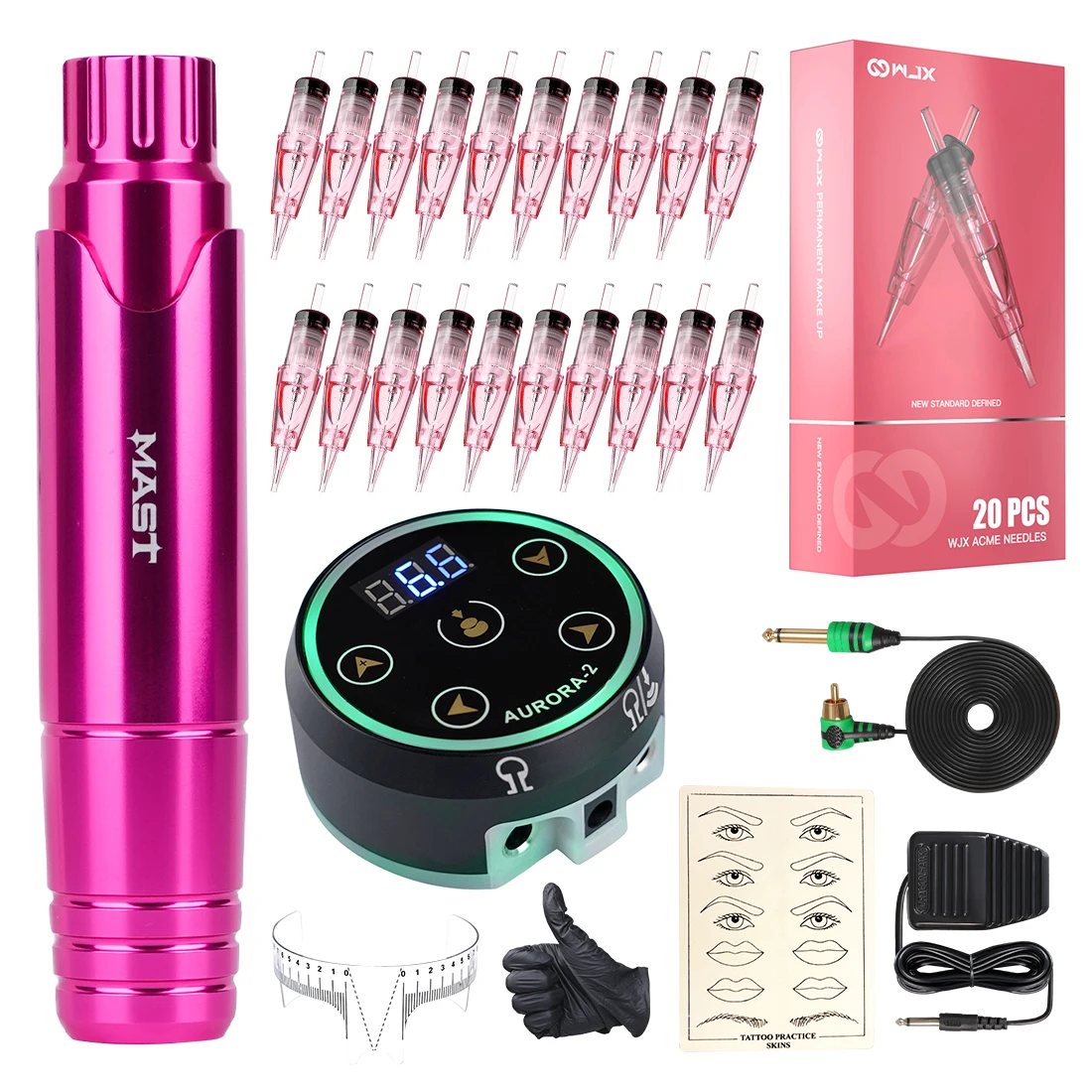 Top Trends: Mast Tattoo P10 RCA Rotary Machine Pen Permanent Makeup Kit With LED Display Power Supply Wjx Cartridge Supplies Set Shoppable Styles