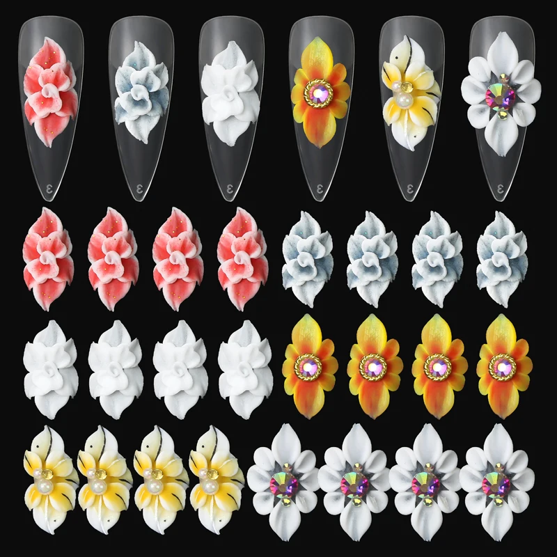 Top Trends: 5pcs Handmade Sculpture Flower Nail Accessories 3D Acrylic Flower Butterfly Designer Charms For Nails DIY Crafts Nail Art Decora Shoppable Styles