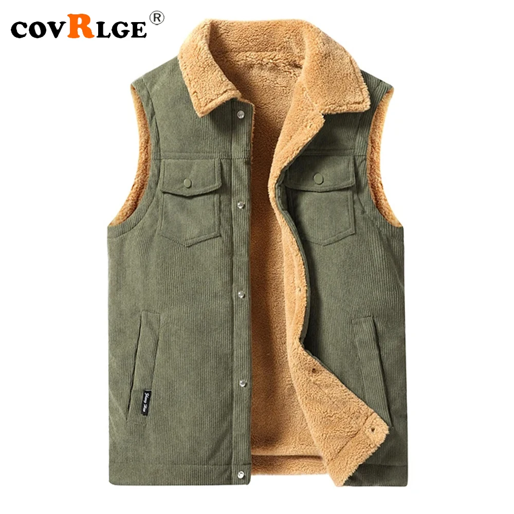 Top Trends: Covrlge Autumn And Winter Lambswool Waistcoat Men&#039;s Warm Sleeveless Jacket Lapel Padded Outwear Vest Thickened Sports Waistcoat Shoppable Styles