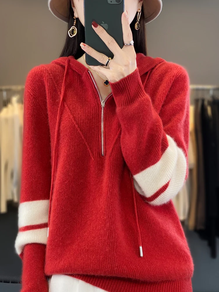 Top Trends: Autumn Winter 100% Merino Wool Hoodie Sweater Women Pullover Cashmere Thickening Knitwear Female Basic Clothing Top Shoppable Styles - Image 3