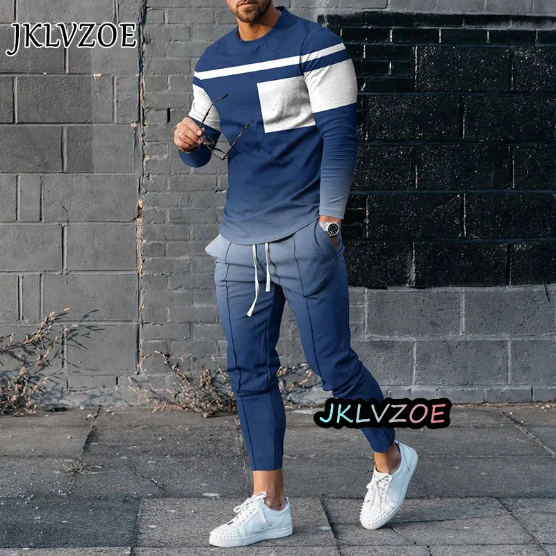 Top Trends: Autumn Fashion Tracksuit For Men 2 Piece Set Outfit Long Sleeve T Shirt+ Trousers Casual Suit Sportwear Oversized Male Clothes Shoppable Styles