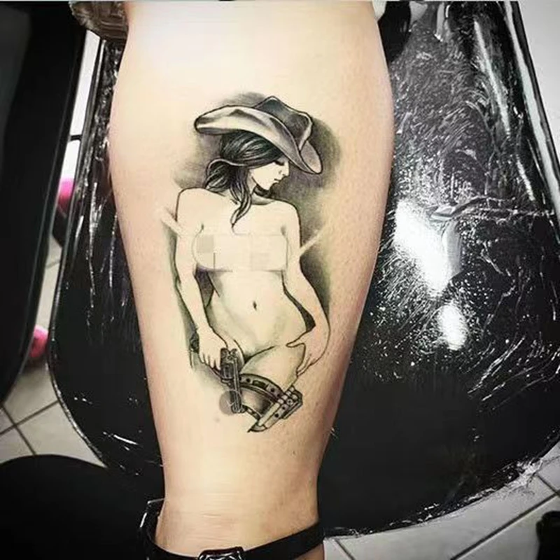 Top Trends: Sexy Girl Temporary Tattoo Gun Geisha Waterproof Half Arm Men And Women Art Fake Tattoo Leg Fashion Body Tatouage Femme Adesivos Shoppable Styles - Image 3