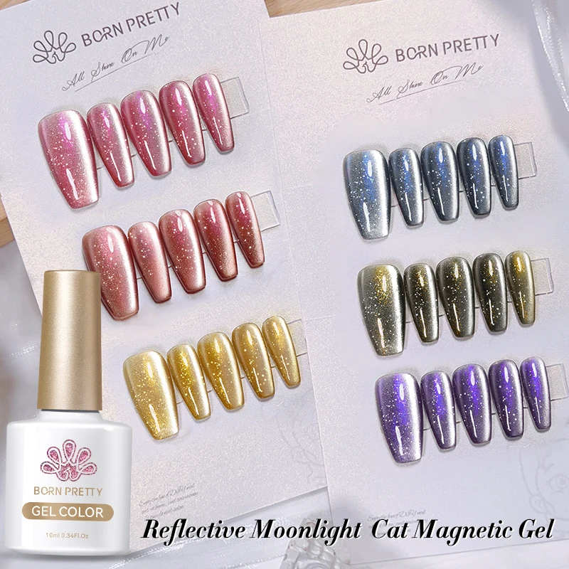 Top Trends: BORN PRETTY Reflective Purple Moonlight Cat Magnetic Nail Gel Polish Sparkling Vanis Semi Permanent For Nails Art DIY At Home Shoppable Styles