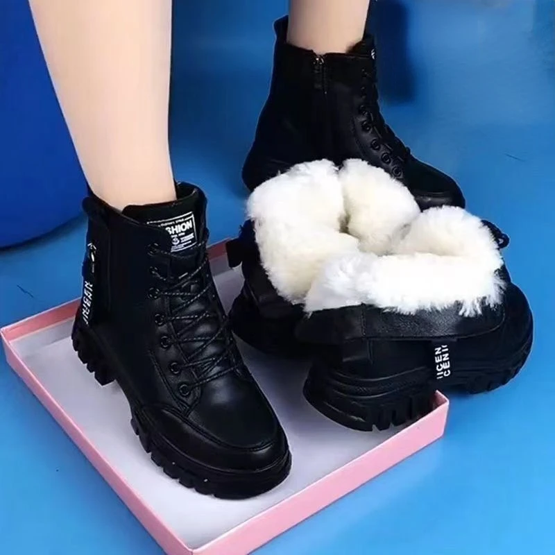 Top Trends: 2023 Winter Warm Fur Boots Casual Autumn High Heels Zipper Shoes Warm Wool Platform Boots For Women Black Female Botas Shoppable Styles