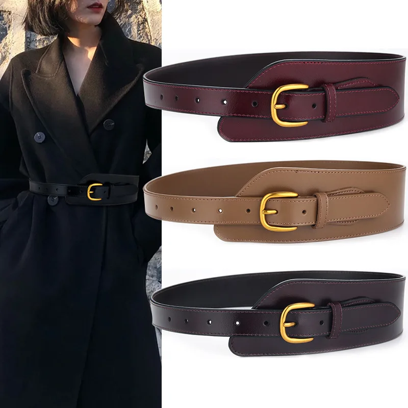 Top Trends: Korean Version Of Women&#039;s Genuine Leather Belt Decoration Dress With Wide Belt And Shirt Dress With A Retro Waist Closure Shoppable Styles