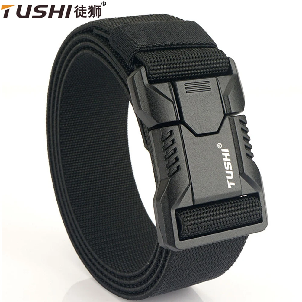 Top Trends: TUSHI New Unisex Elastic Belt Aluminium Alloy Quick Release Buckle Tough Stretch Nylon Men&#039;s Military Tactical Belt Accessories Shoppable Styles