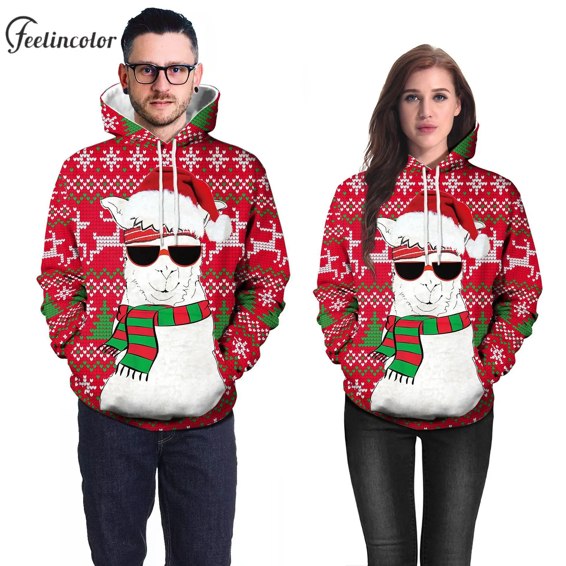 Top Trends: Couple Ugly Christmas Hoodies Man Woman 3D Print Hood Pullover With Pocket Autumn Warm Streetwear Animal Oversized Sweatshirts Shoppable Styles