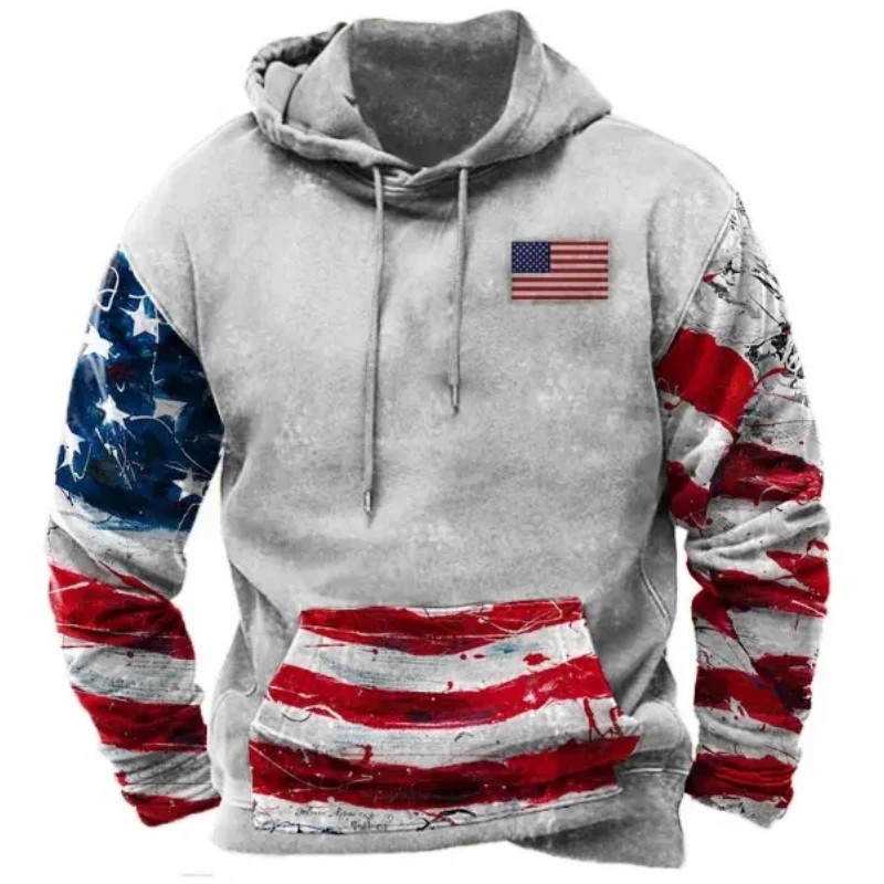 Top Trends: Vintage Men's Hoodie 3d American Flag Print Hoodies For Men Fashion Street Male Clothing Loose Oversized Long Sleeve Sweatshirts Shoppable Styles