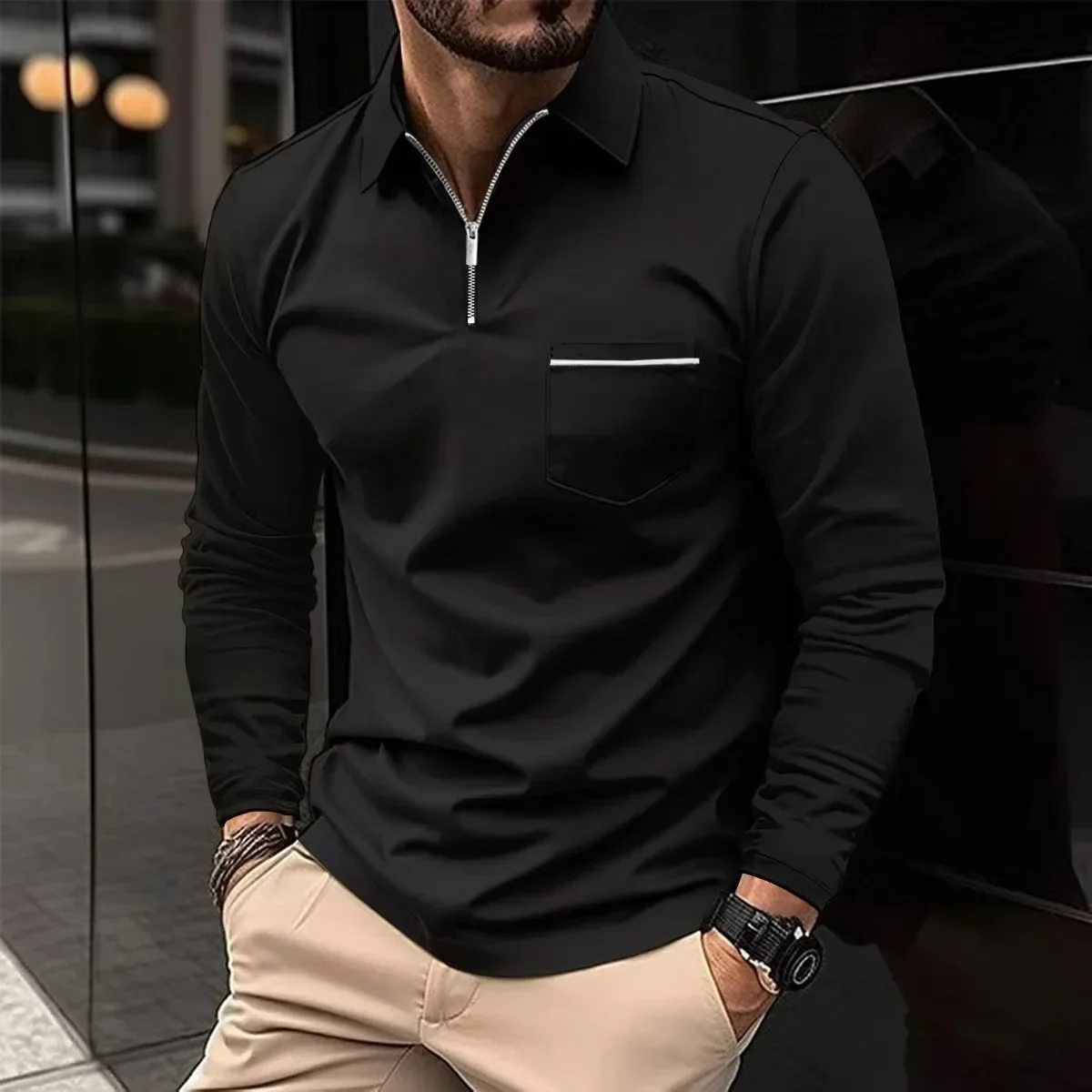 Top Trends: 2023 Autumn New Men's Casual Long Sleeve Polo Shirt Office Fashion Polo Neck Knit Sports Breathable Polo Shirt Men's Clothing Shoppable Styles