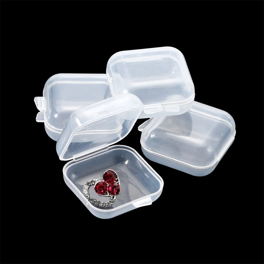 Top Trends: 5 / 10Pcs Small Boxes Square Transparent Plastic Box Jewelry Storage Case Finishing Container Packaging Storage Box For Earrings Shoppable Styles