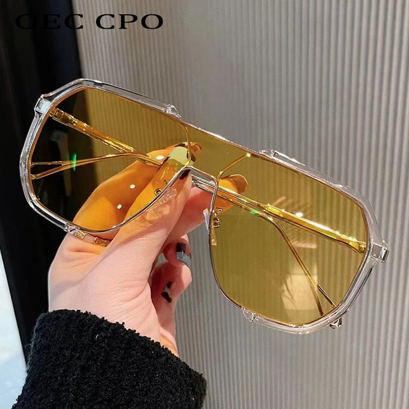 Top Trends: Oversized Sunglasses Women 2023 New Unique One Piece Fashion Sunglasses For Men UV400 Punk Glasses Trending Female Eyewear UV400 Shoppable Styles