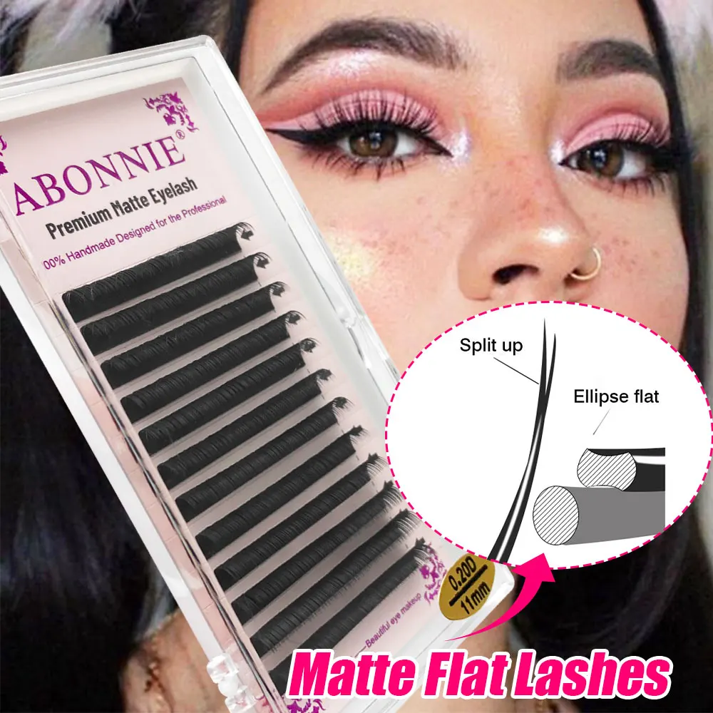 Top Trends: Abonnie New Mink Flat Ellipse Eyelash Extensions 0.15 0.20 Softer Ellipse Flat Lash Split Tips Lash Individual Volume Cilios Shoppable Styles