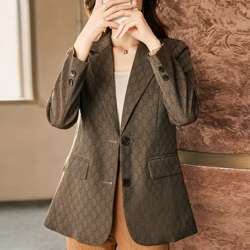 Top Trends: Autumn Winter Women Coffee Gray Formal Blazer Office Ladies Female Long Sleeve Single Breasted Business Work Wear Jacket Coat Shoppable Styles