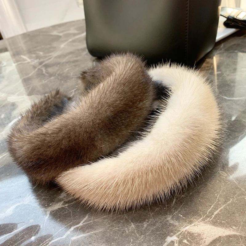 Top Trends: 2024 Hot Sale Women Luxury Winter 100% Real Mink Fur Headbands High Quality Real Fur Hair Band Lady Fashion Hair Hoop Furry Gift Shoppable Styles - Image 4