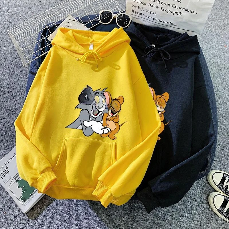 Top Trends: 2023 New Fashion Cartoon Cat T-Toms And Mouse J-Jerrys Print Hoodies Fleece Pullover Sweatshirt Streetwear Tracksuit Tops Shoppable Styles