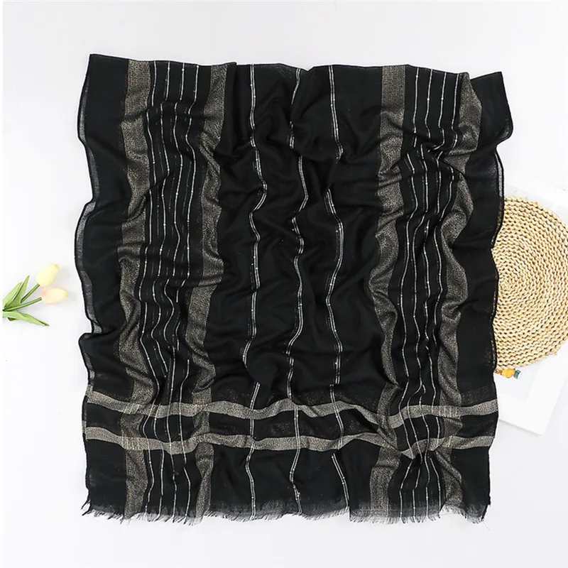 Top Trends: Plain Lurex Glitter Sequin Striped 100% Polyester Fringe Shawl Scarf Lady High Quality Wrap Pashmina Stole Bufandas Muslim Hijab Shoppable Styles - Image 6