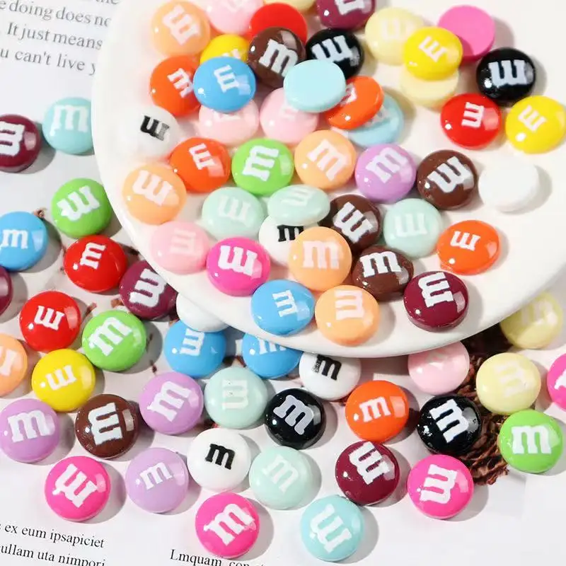 Top Trends: 20 / 50 / 100pcs Kawaii M Beans Resin Candy Beads Decoration Crafts Flatback DIY Embellishments For Scrapbooking Phone Deco Parts Shoppable Styles