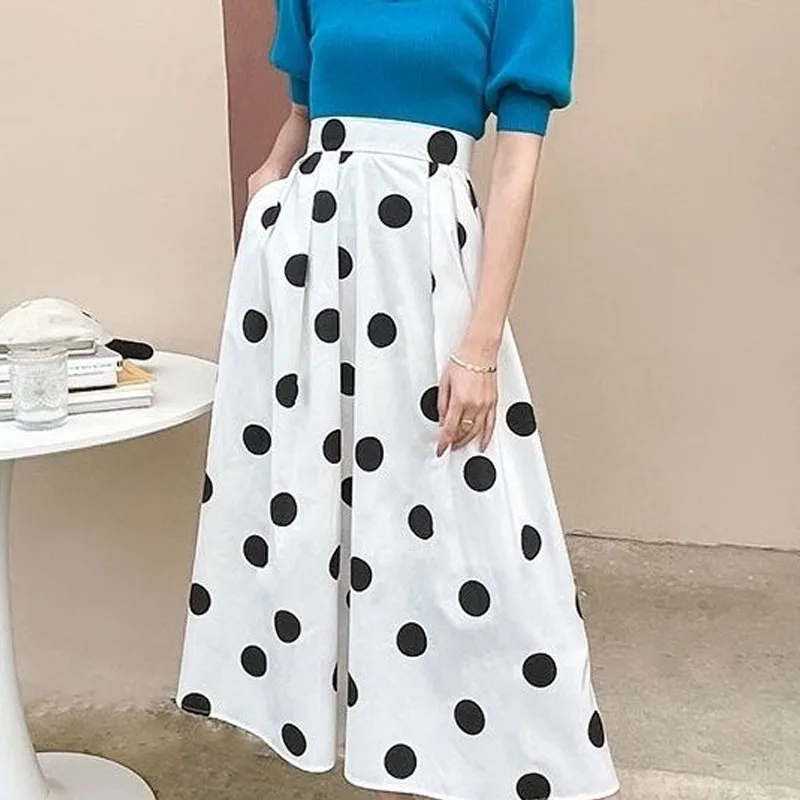 Top Trends: Fashion Elegant Polka Dot Printed Skirt Women's Clothing Summer Casual Korean High Waist A-Line Temperament Skirts For Female Shoppable Styles - Image 4