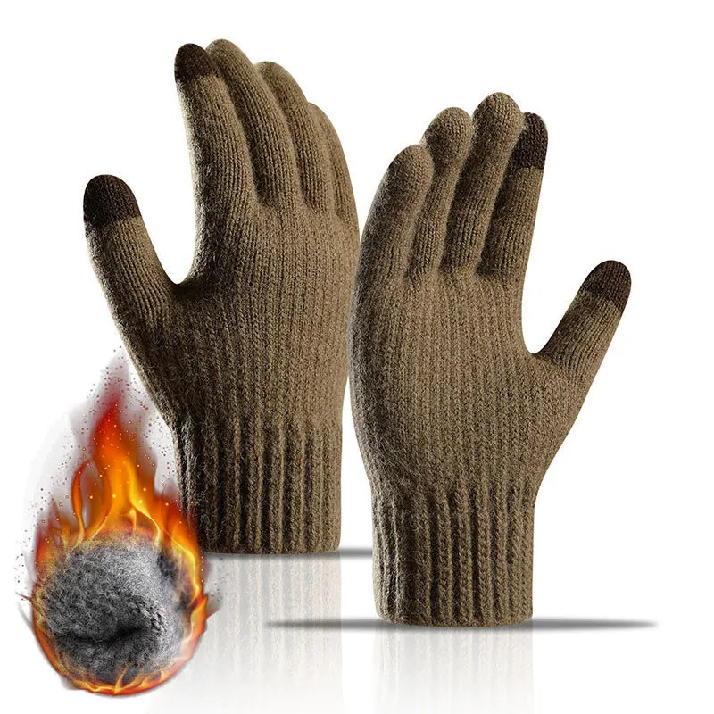 Top Trends: Autumn Winter New Men's Warm Gloves Outdoor Winter Touch Screen Plus Fleece Gloves Cold Warm Wool Knitted Gloves Shoppable Styles