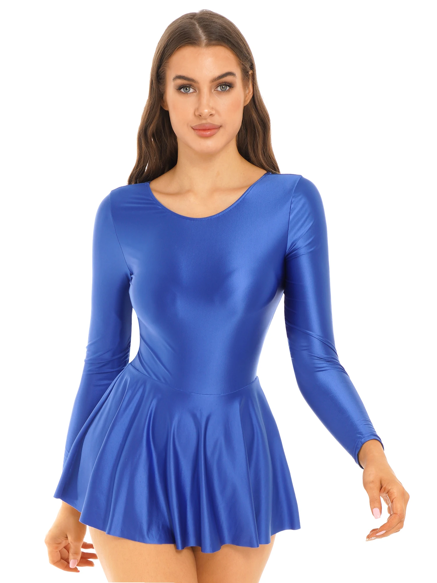 Top Trends: Womens Solid Color Long Sleeve Ruffled Dress Round Neck Leotard Dresses Sports Swimming Clothes Shoppable Styles