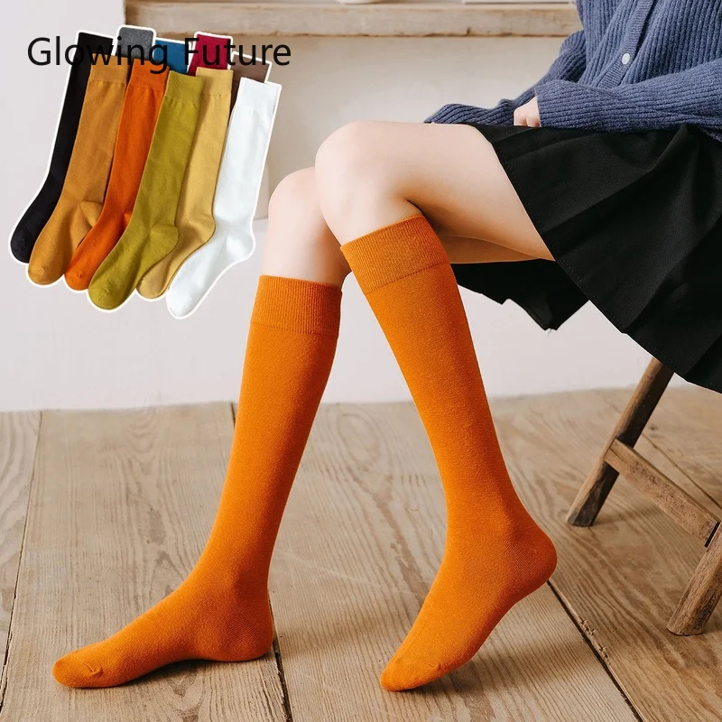 Top Trends: Spring Japanese College Style Calf Socks Cute Women Socks Combed Cotton Middle Tube Ladies Sokken Simplicity Kawaii Female Kaos Shoppable Styles