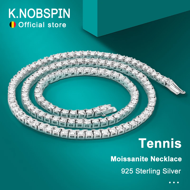 Top Trends: KNOBSPIN 925 Sterling Silver Moissanite Tennis Necklace For Women Real 4mm Diamonds With GRA Certificate Neck Chain Fine Jewelry Shoppable Styles