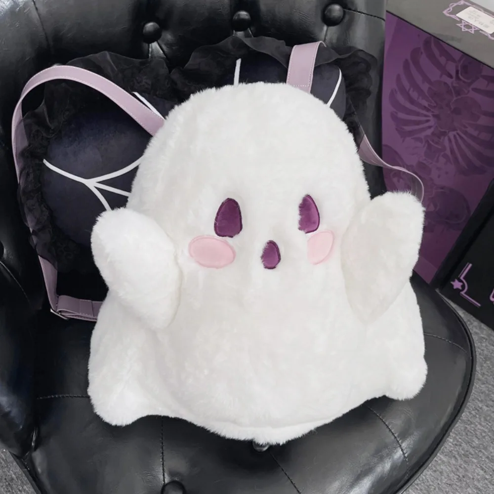 Top Trends: Y2k Cute Ghost Plush Backpack Kawaii Fluffy Crossbody Bag Cartoon Women Messenger Fashion Shoulder Bag Girl Casual Purse Handbag Shoppable Styles