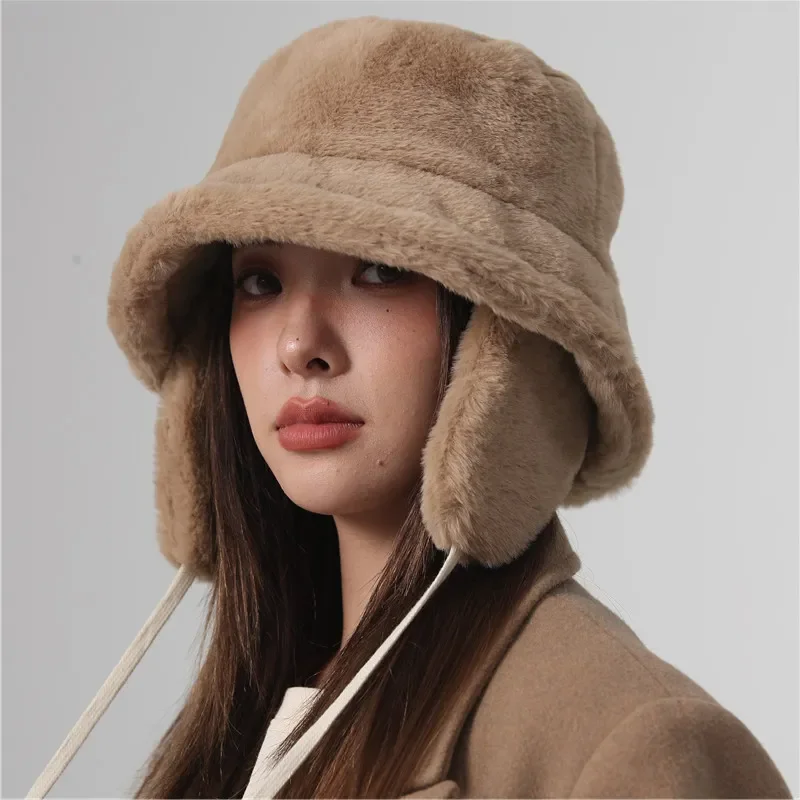 Top Trends: Bomber Winter Warm Bucket Hat Hats For Women Golf Cap Hiking Hat Fur Hat Winter Hat Barrel Cap Cotton Fabric Ear Protection Cap Shoppable Styles