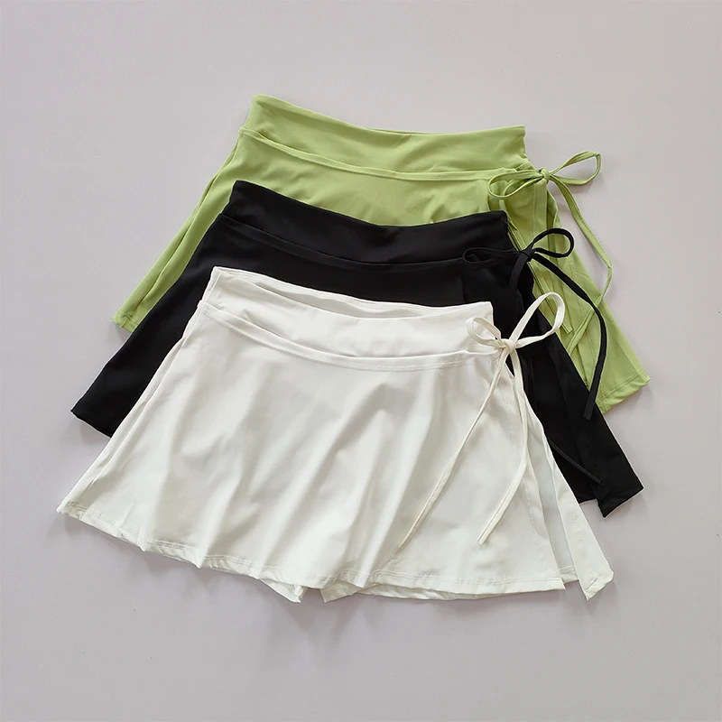 Top Trends: Sports Yoga Skirt Badminton Tennis Skirt Pants Half-body Quick Drying Pocket Skirt Side Split Strap Skirt Pants For Outwear Shoppable Styles