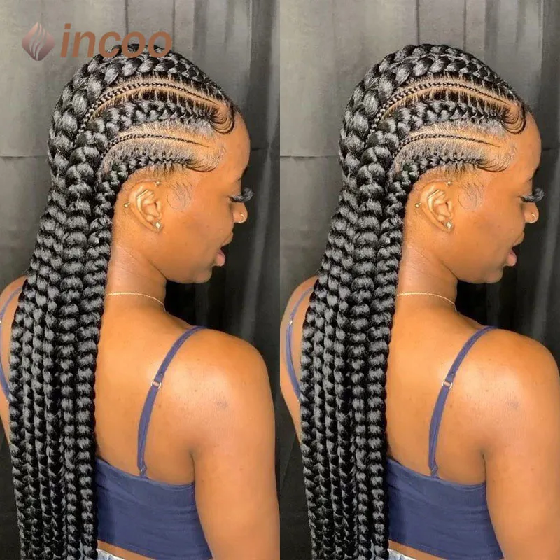 Top Trends: Incoo 36" Full Lace Braided Wigs For Black Women Jumbo Knotless Box Braid Lace Wigs Cornrow Synthetic Wig Braide African Hair Shoppable Styles