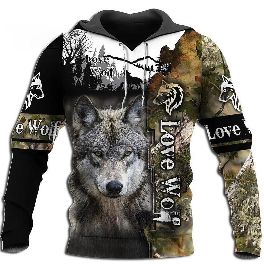 Top Trends: New Wolf Hooded Sweatshirts Men&#039;s Clothing Casual With 3D Printed Long Sleeve Pullover Fashion Fleece Jackets Streetwear Shoppable Styles