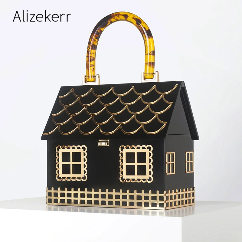 Top Trends: Alizekerr Acrylic Box Evening Clutch Bags Women Luxury Designer Acrylic Handle House Shaped Purses And Handbags Wedding Party Shoppable Styles