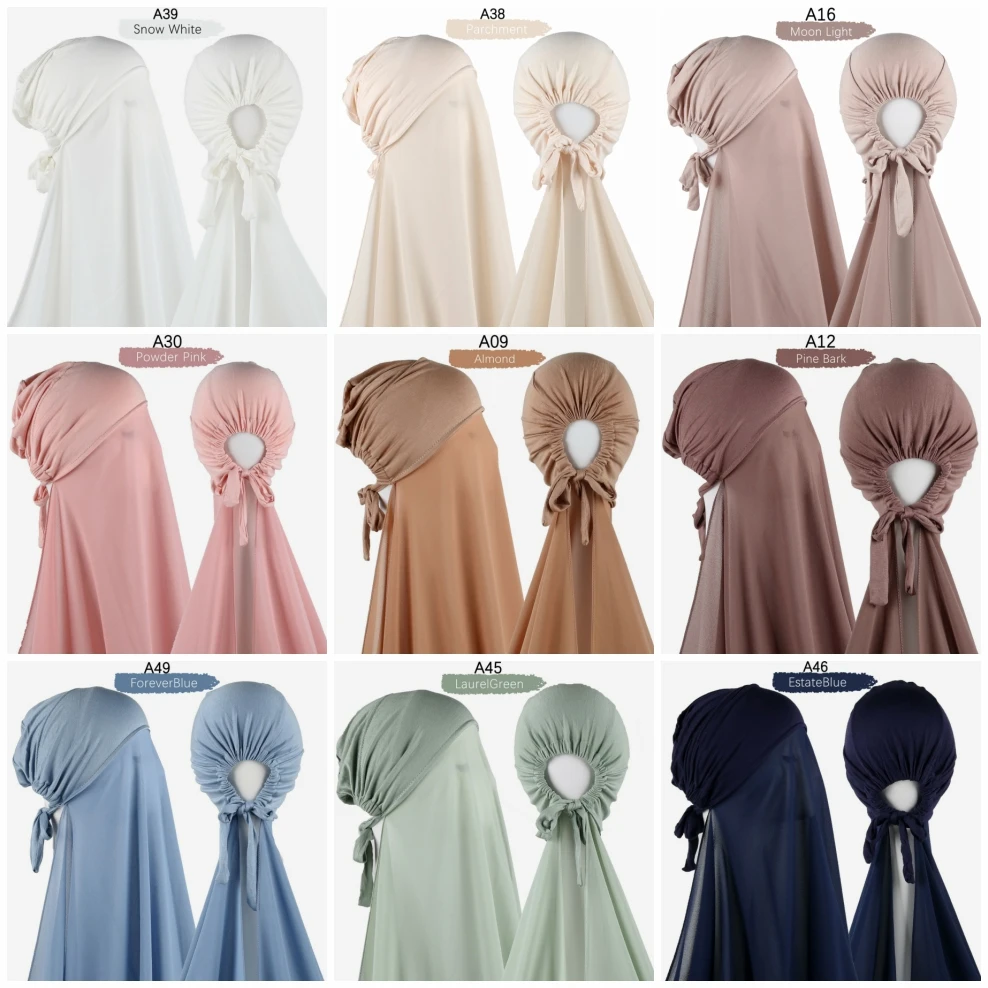 Top Trends: Plain Chiffon Shawl With Jersey Underscarf Cap Islam Inner Scarf Headband Stretch Hijab Cover Headwrap Turbante Shoppable Styles