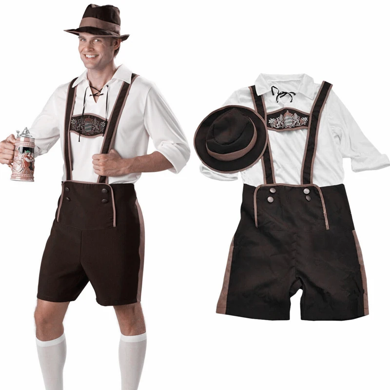 Top Trends: Men Boy Bavarian Leather Shorts German Oktoberfest Rave Party Uniform Set Beer Guy Costume Bib Pants Cospaly Menswear Shoppable Styles