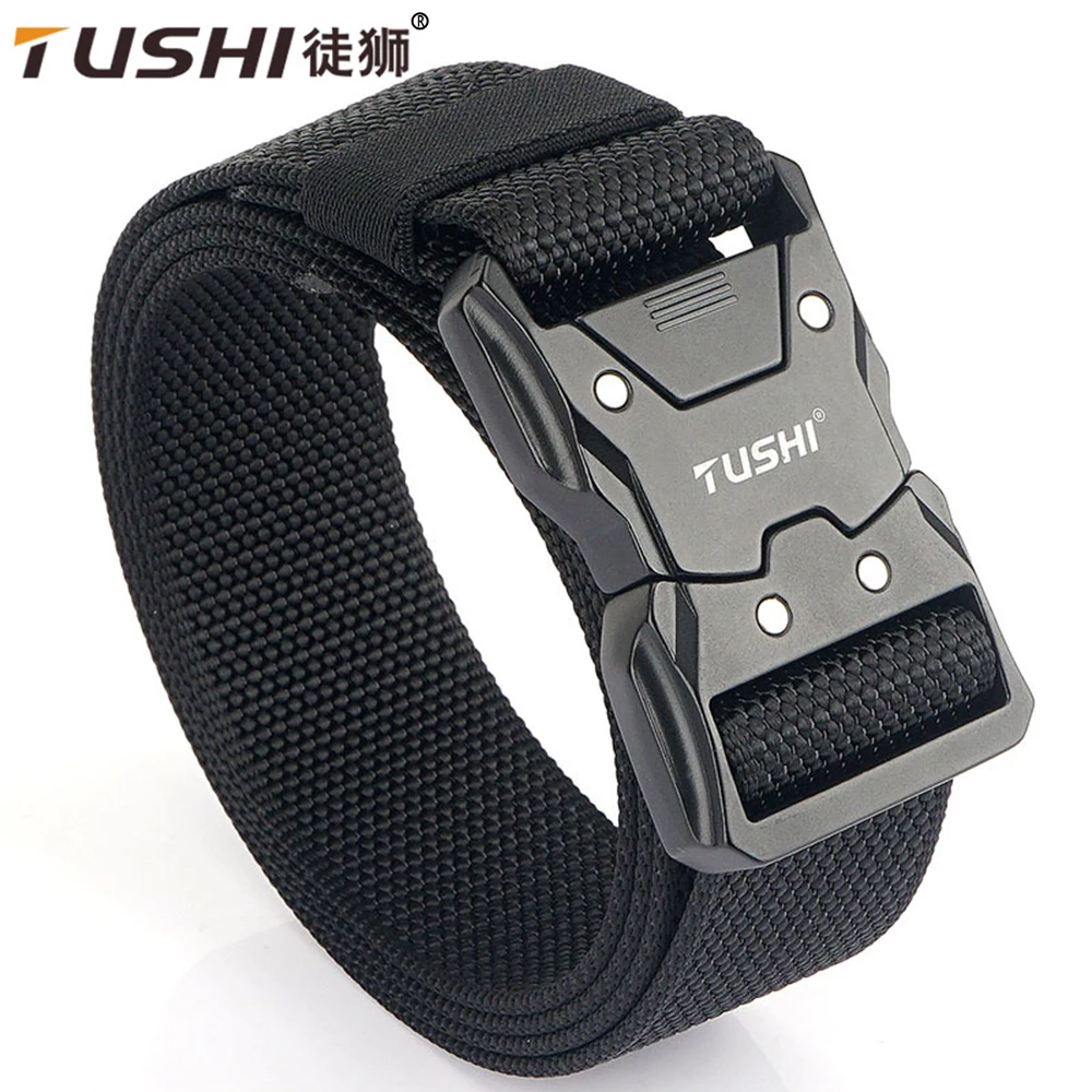 Top Trends: TUSHI New Unisex Elastic Belt Hard Alloy Quick Release Buckle Tough Stretch Nylon Men&#039;s Military Tactical Belt Work Accessories Shoppable Styles