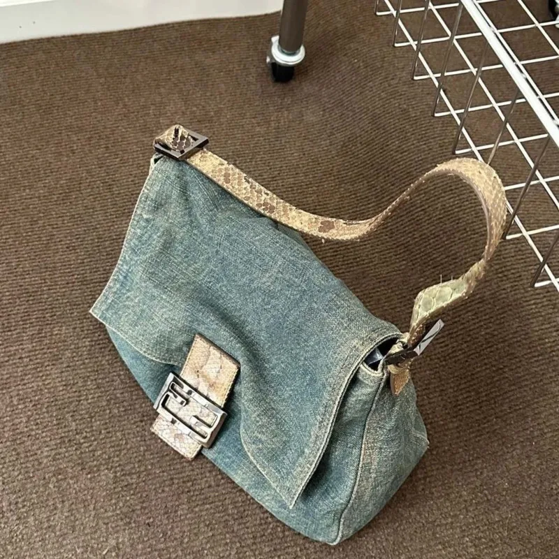 Top Trends: Y2K Vintage Korean Fashion Versatile Shoulder Underarm Harajuku Tote Denim Bag Chain Ladies Bags Purses Bagutte Handbags Women Shoppable Styles