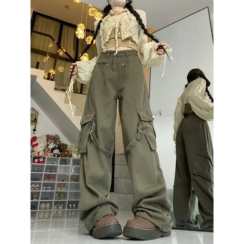 Top Trends: Deeptown Vintage Y2k Oversize Cargo Jeans Woman Streetwear Casual Baggy Denim Pants Harajuku Acubi Fashion Wide Leg Trousers Shoppable Styles