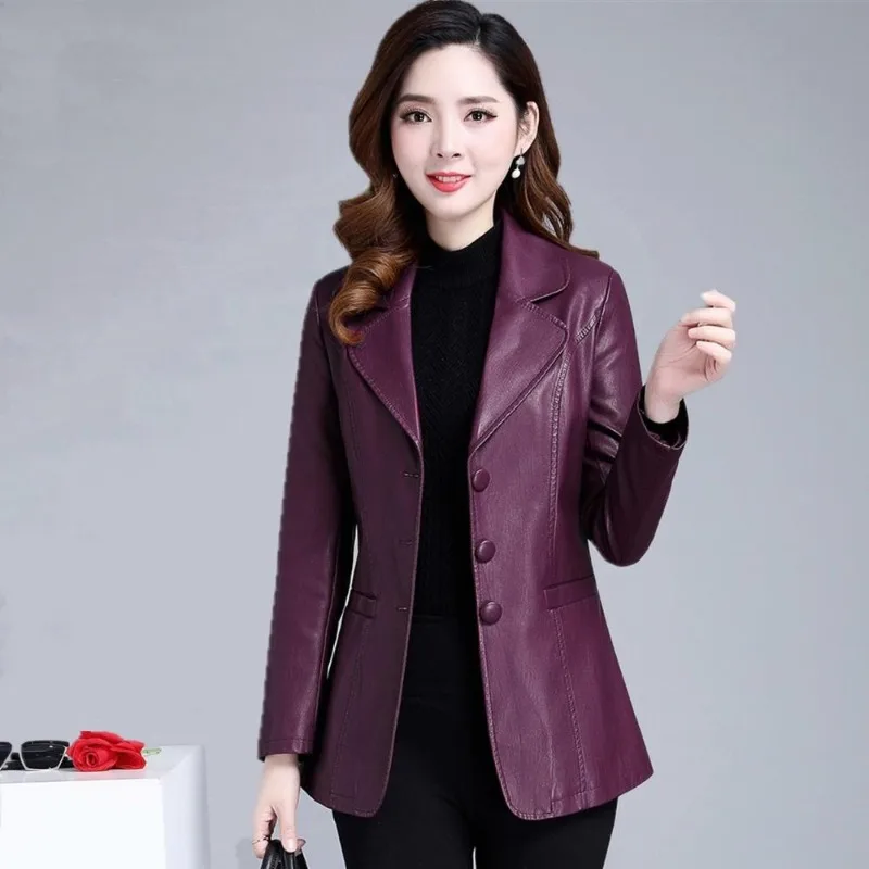 Top Trends: Causal Women's Leather Jackets Female Leather Coat PU Jacket 2022 New Fashion Long Wild Women Clothing Korean Fashion Slim Coats Shoppable Styles