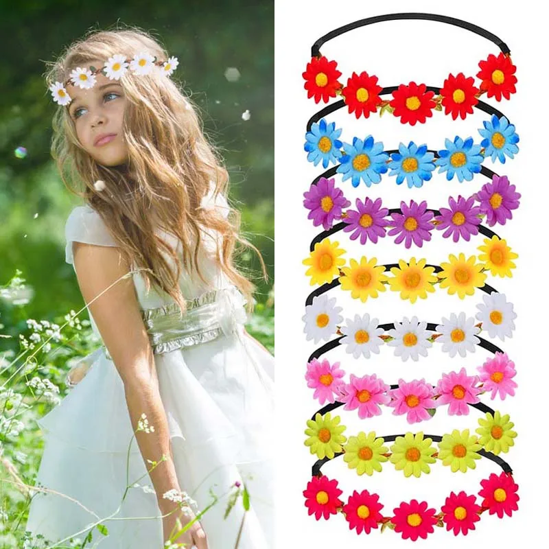 Top Trends: Sunflower Daisy Headband For Women Adjustable Girls Flower Crown Garland Bridal Headpiece Festivals Hair Band Hat Accessories Shoppable Styles